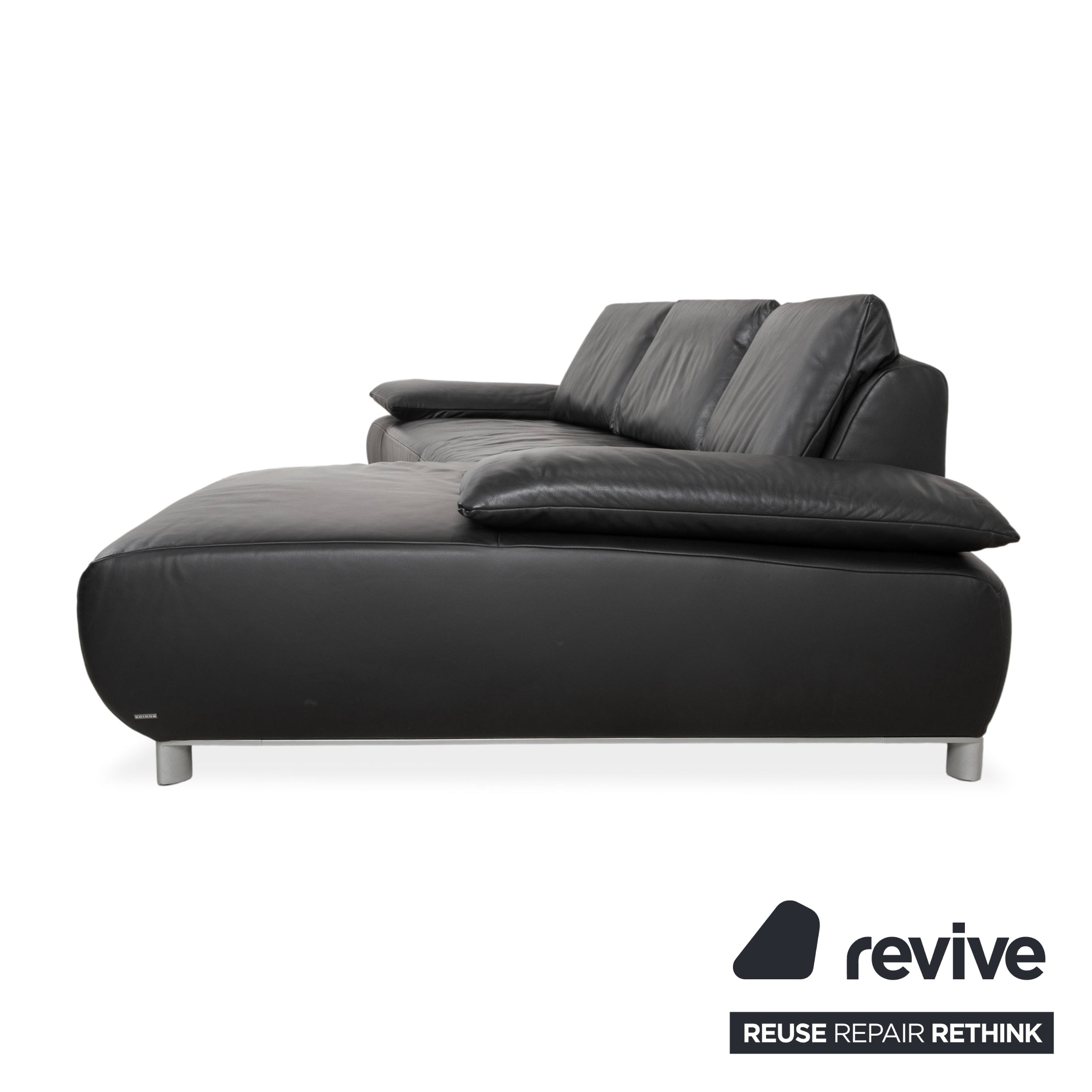 Koinor Volare Leder Ecksofa Schwarz manuelle Funktion Sofa Couch