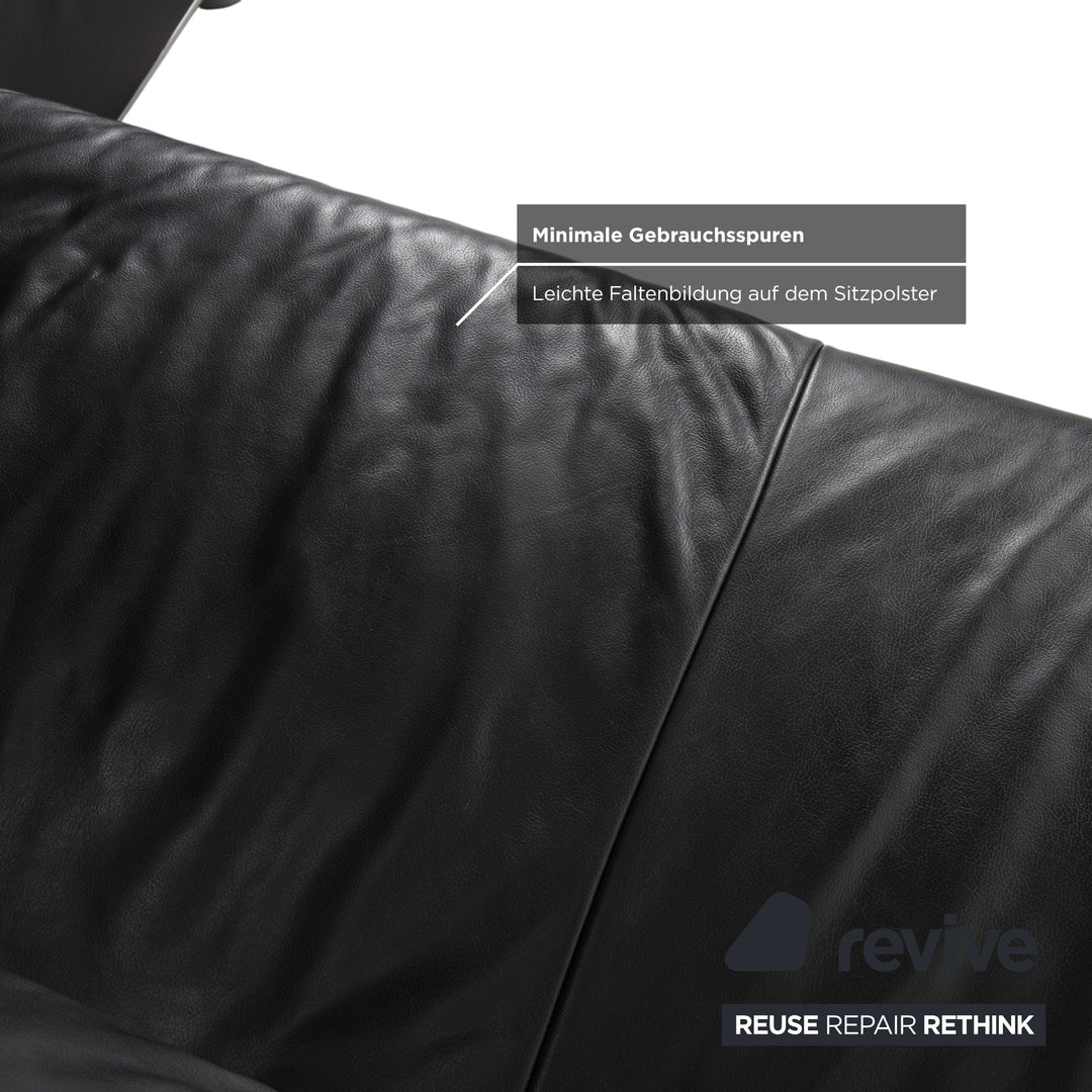 Canapé d'angle en cuir noir Koinor Volare à réglage manuel