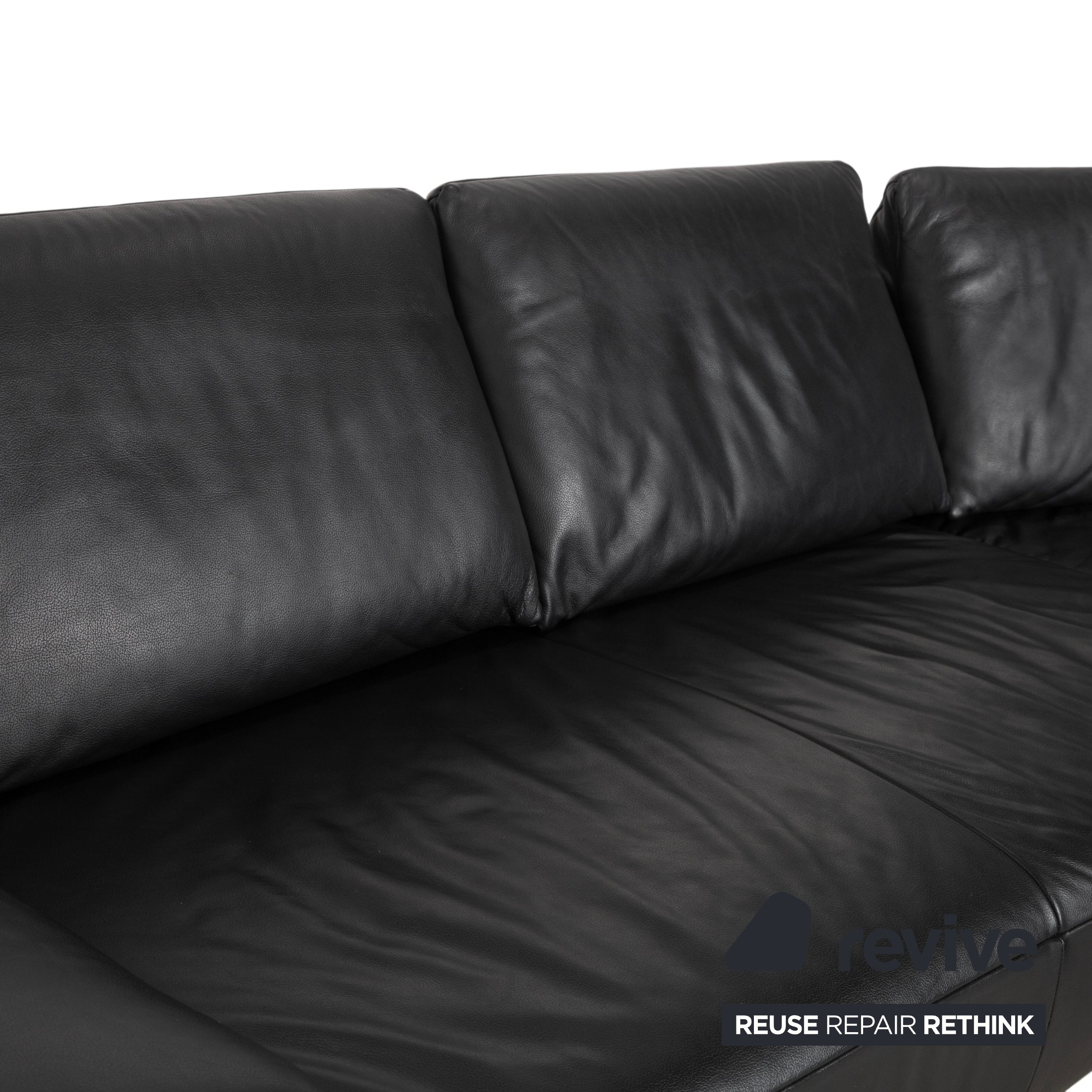 Koinor Volare Leder Ecksofa Schwarz manuelle Funktion Sofa Couch