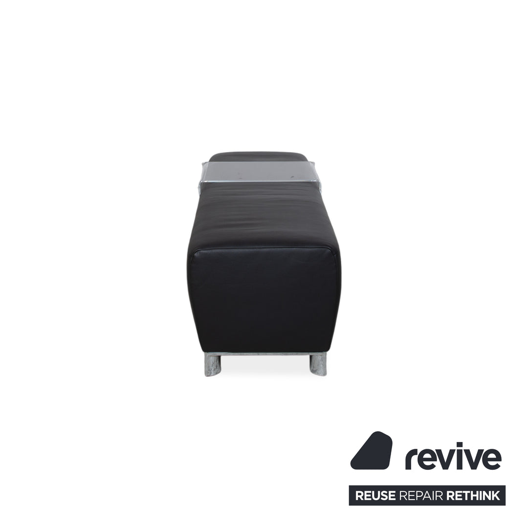 Koinor Volare Élégant Pouf en Cuir Noir Intemporel
