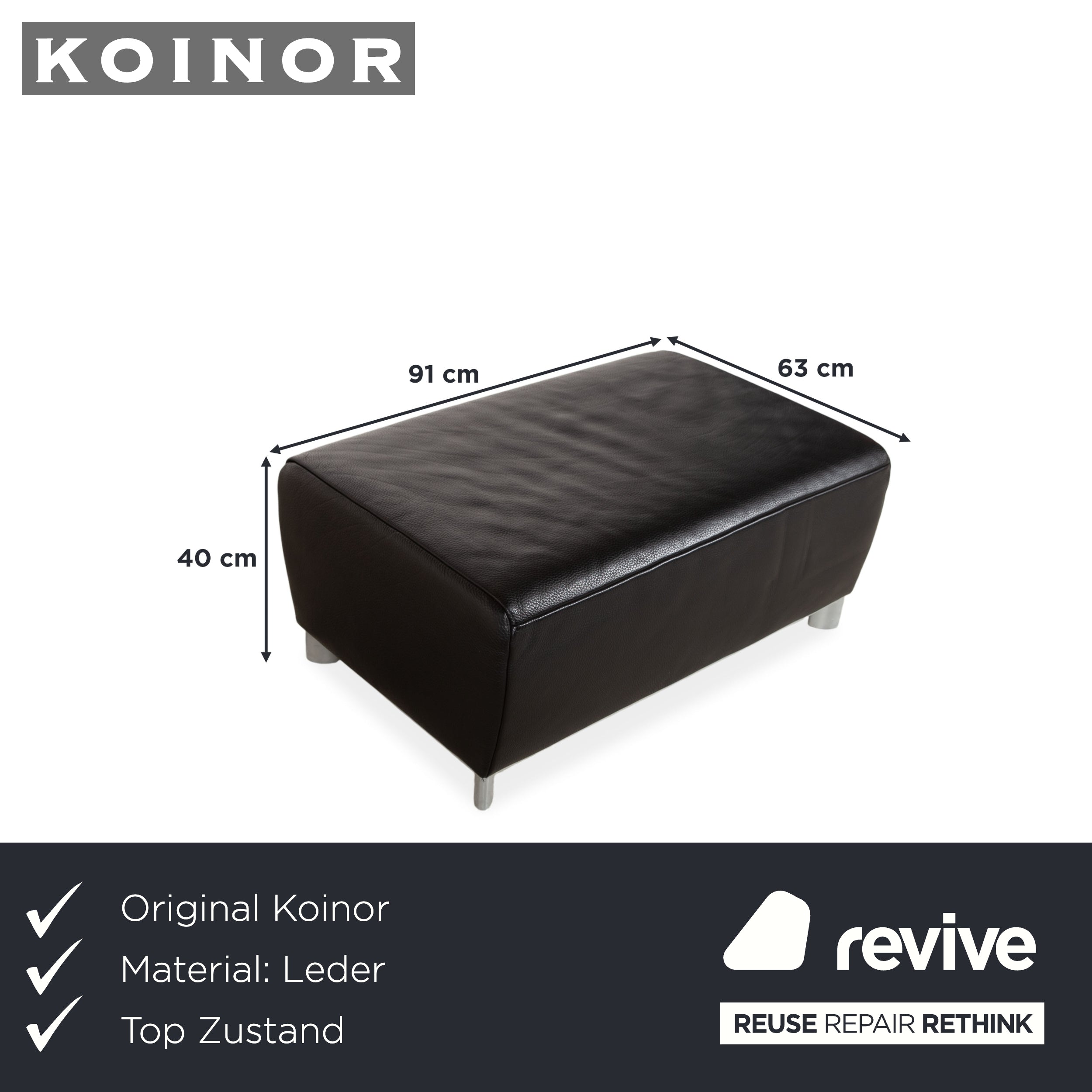 Koinor Volare Leder Hocker Schwarz