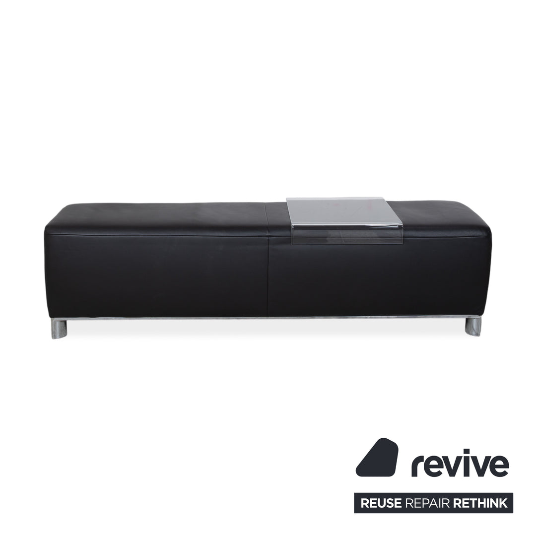 Koinor Volare Élégant Pouf en Cuir Noir Intemporel