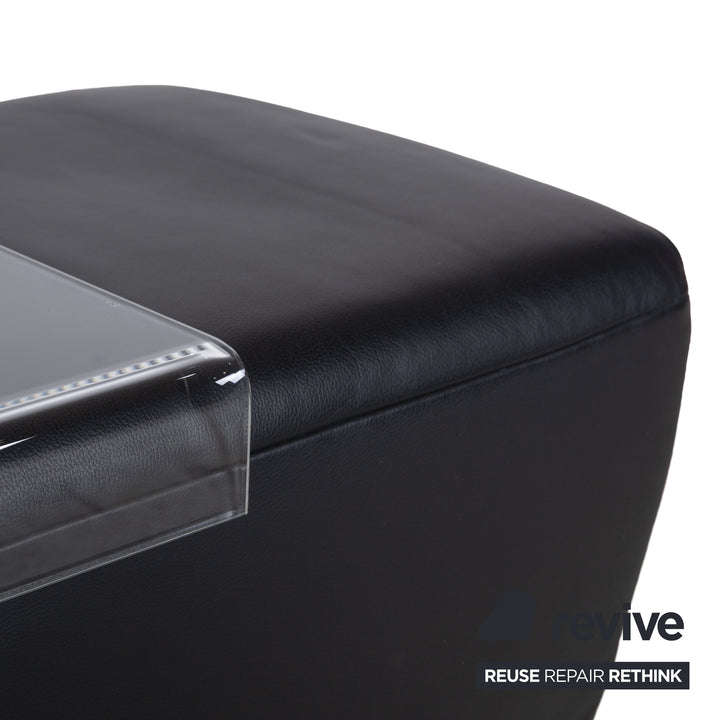 Koinor Volare Élégant Pouf en Cuir Noir Intemporel