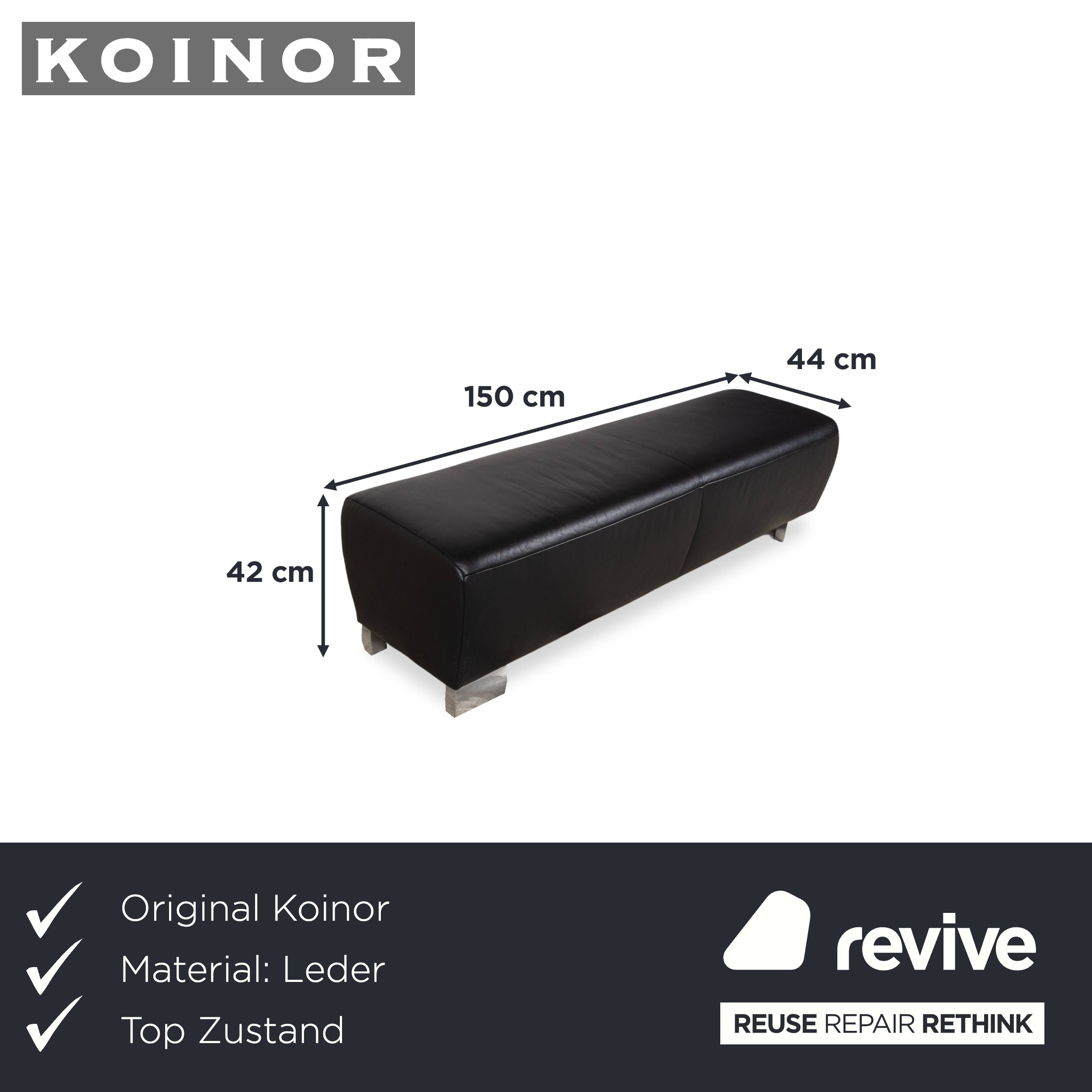 Koinor Volare Leder Hocker Schwarz Sofa Couch