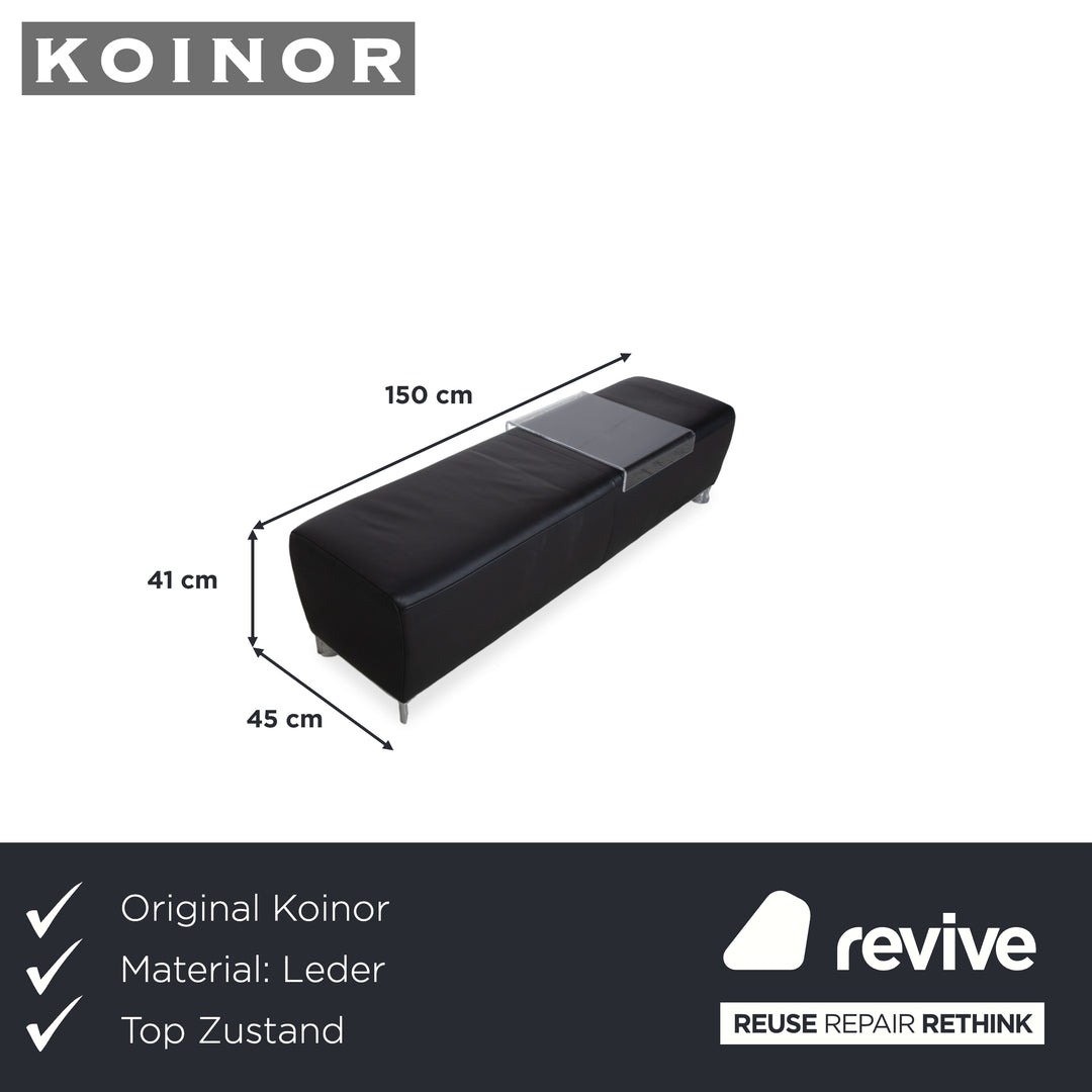 Koinor Volare Élégant Pouf en Cuir Noir Intemporel