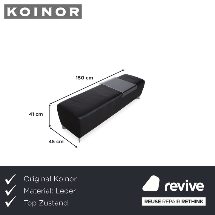 Koinor Volare Élégant Pouf en Cuir Noir Intemporel