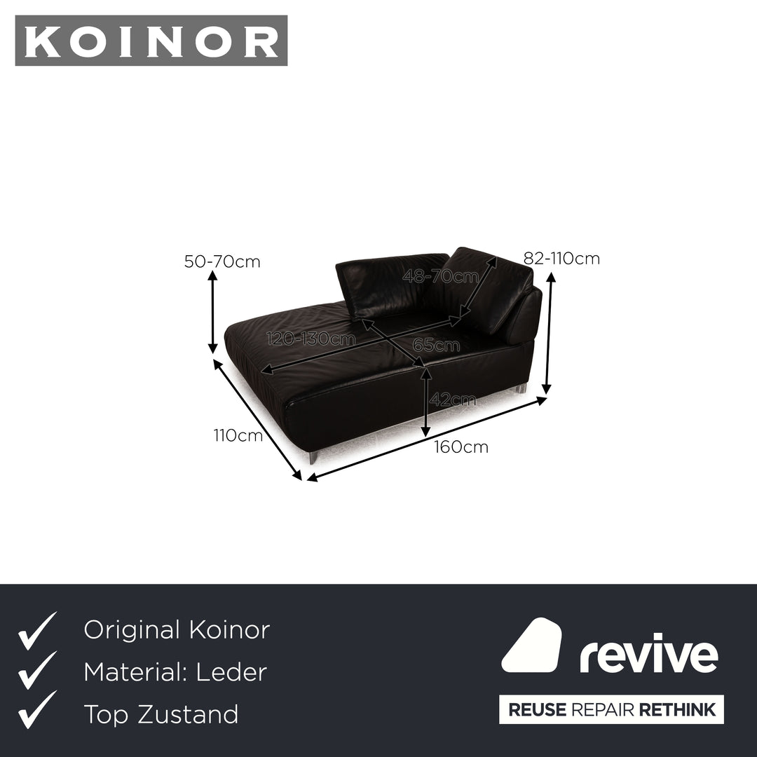 Koinor Volare Chaise Longue en Cuir Noir