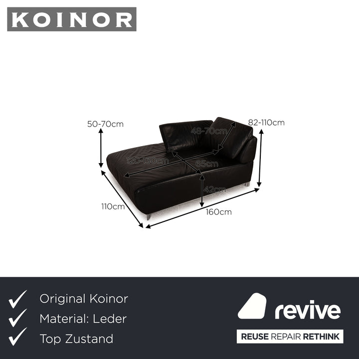 Koinor Volare Chaise Longue en Cuir Noir