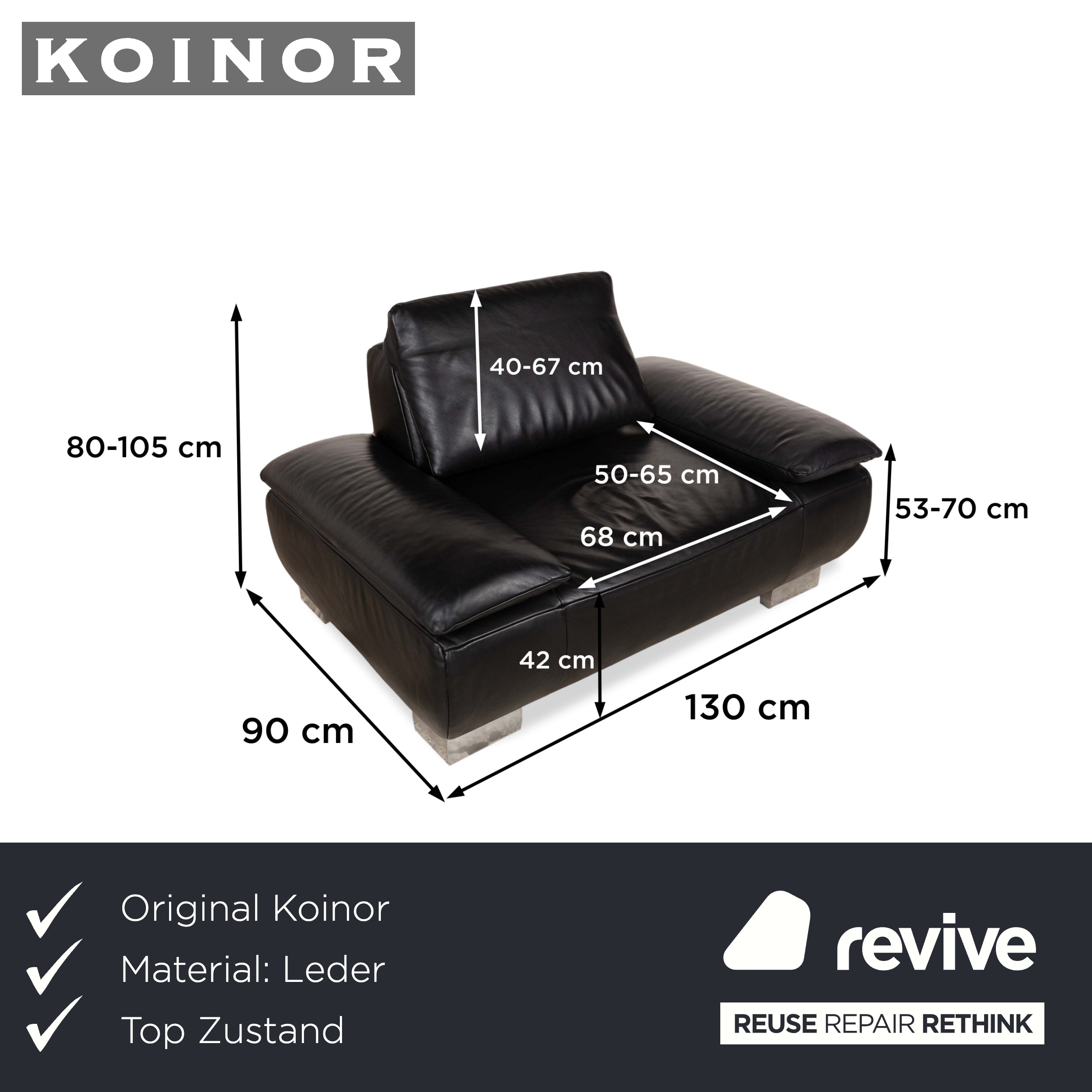 Koinor Volare Leather Armchair Black manual function