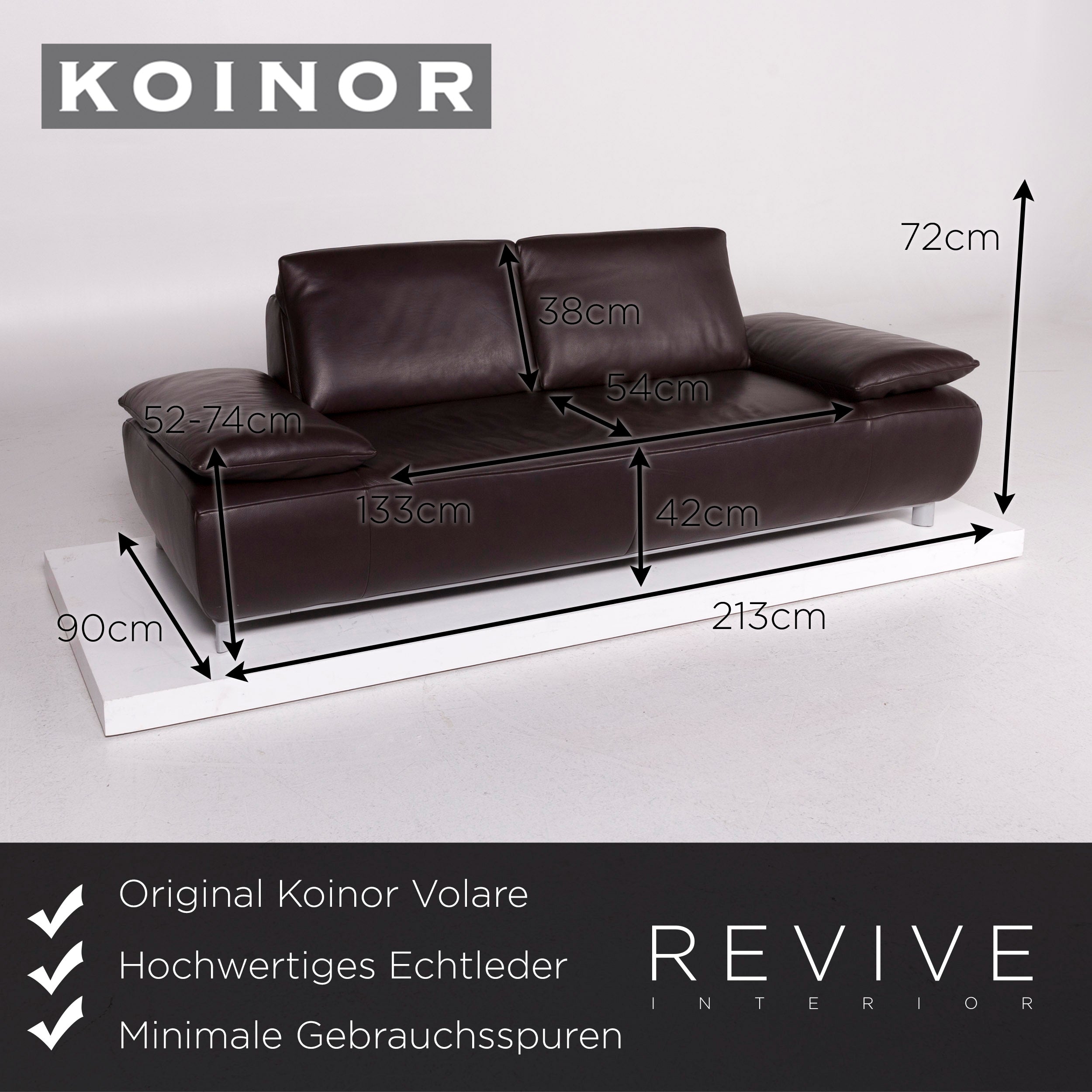 Koinor Volare Leder Sofa Dunkelbraun Zweisitzer Funktion