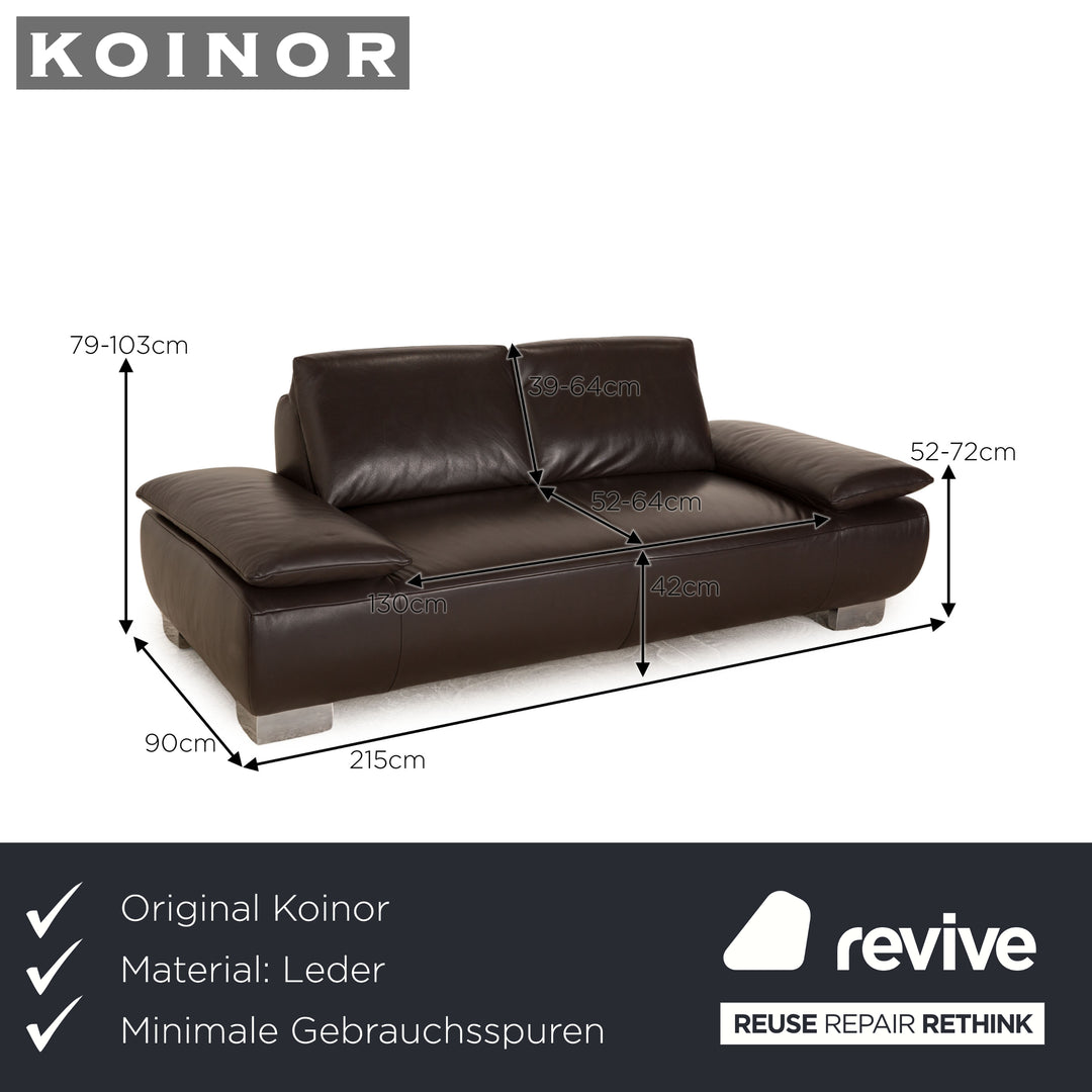 Koinor Volare Leather Sofa Brown Two Seater Couch Function