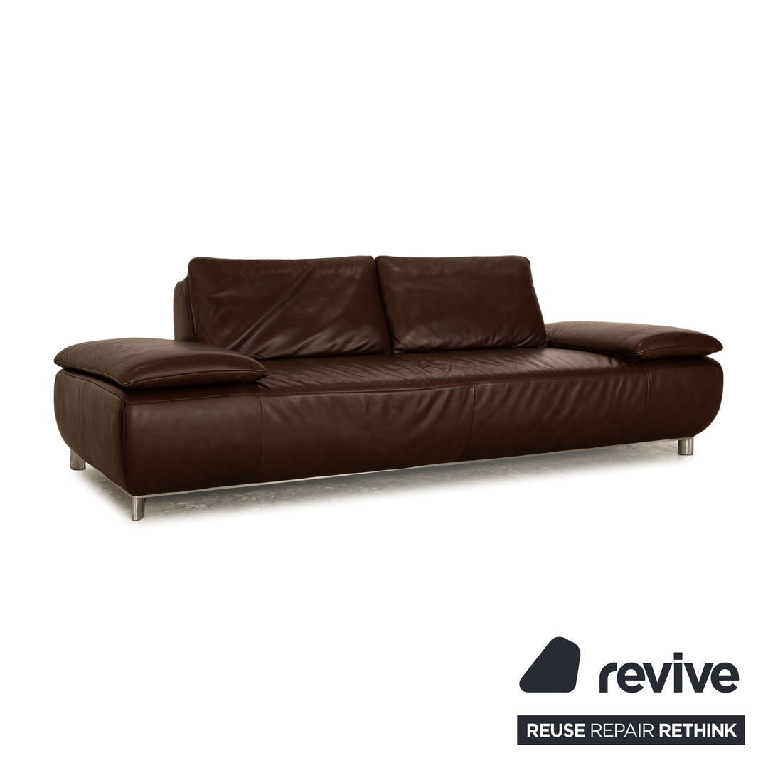 Koinor Volare Leder Sofa Garnitur Braun Dreisitzer Hocker manuelle Funktion
