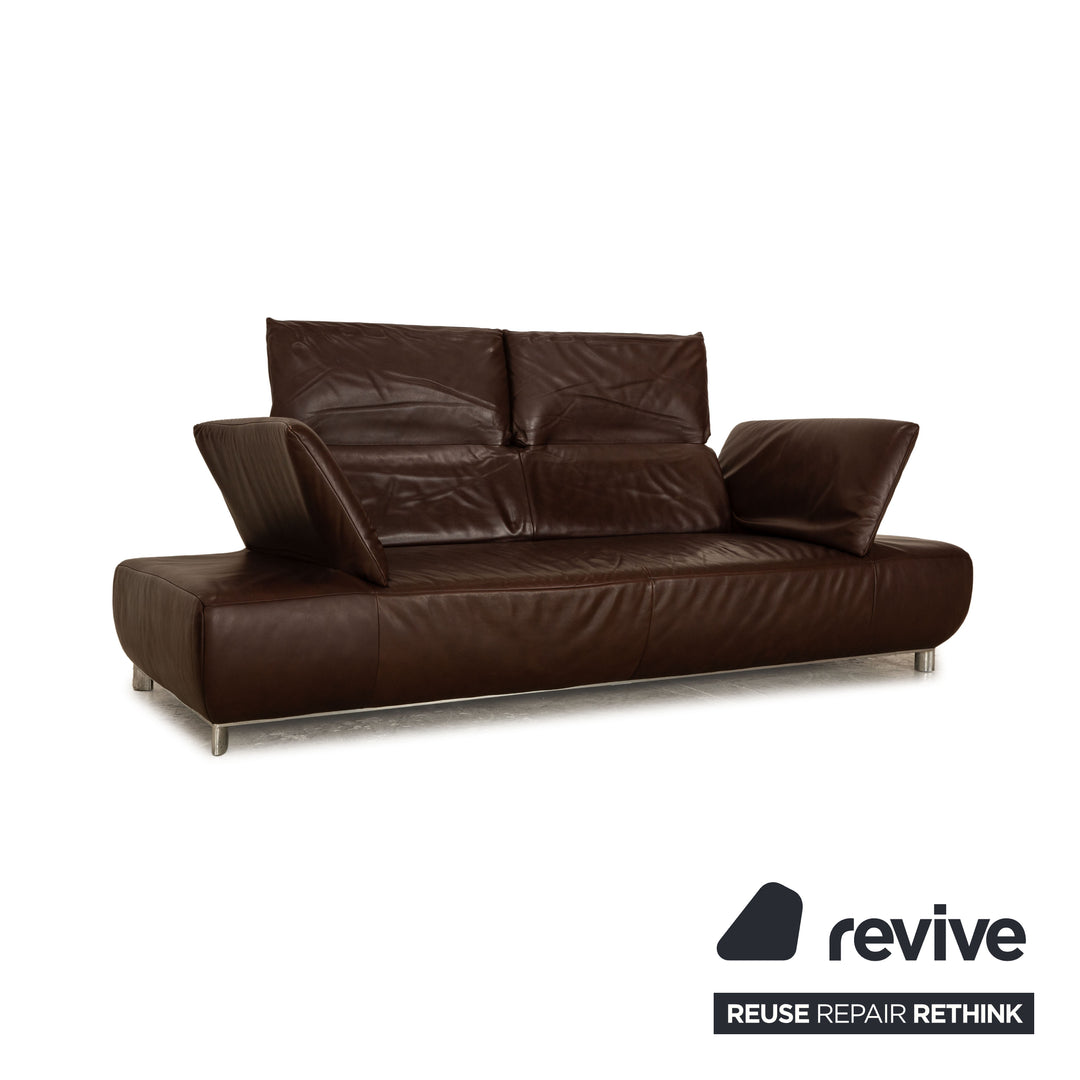Koinor Volare Leder Sofa Garnitur Braun Dreisitzer Hocker manuelle Funktion