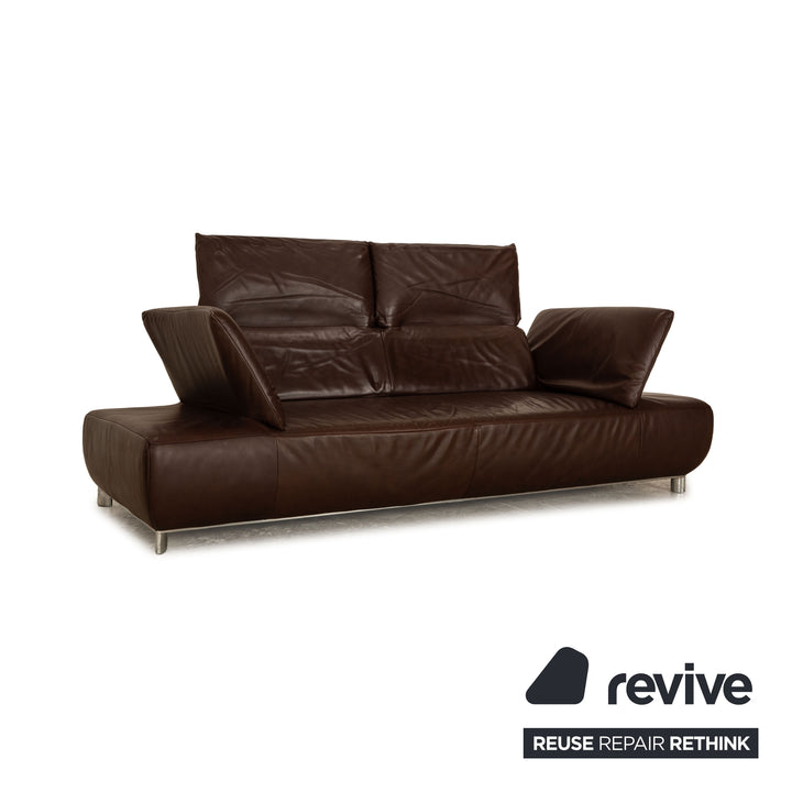 Koinor Volare Leder Sofa Garnitur Braun Dreisitzer Hocker manuelle Funktion