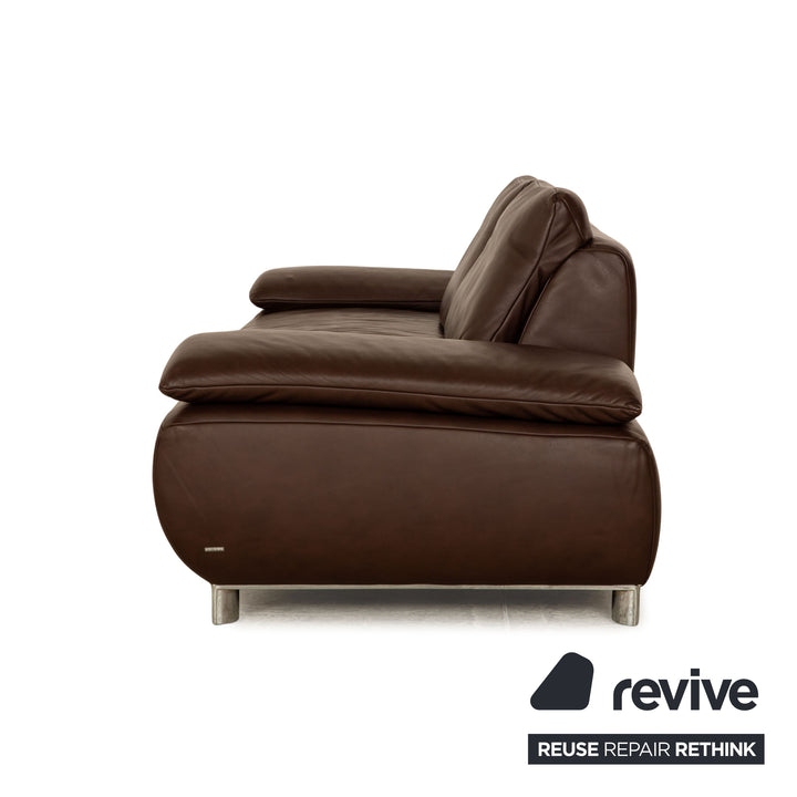 Koinor Volare Leder Sofa Garnitur Braun Dreisitzer Hocker manuelle Funktion