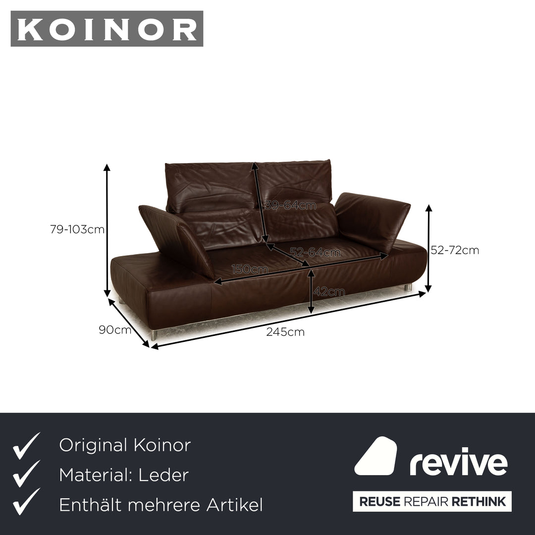 Koinor Volare Leder Sofa Garnitur Braun Dreisitzer Hocker manuelle Funktion
