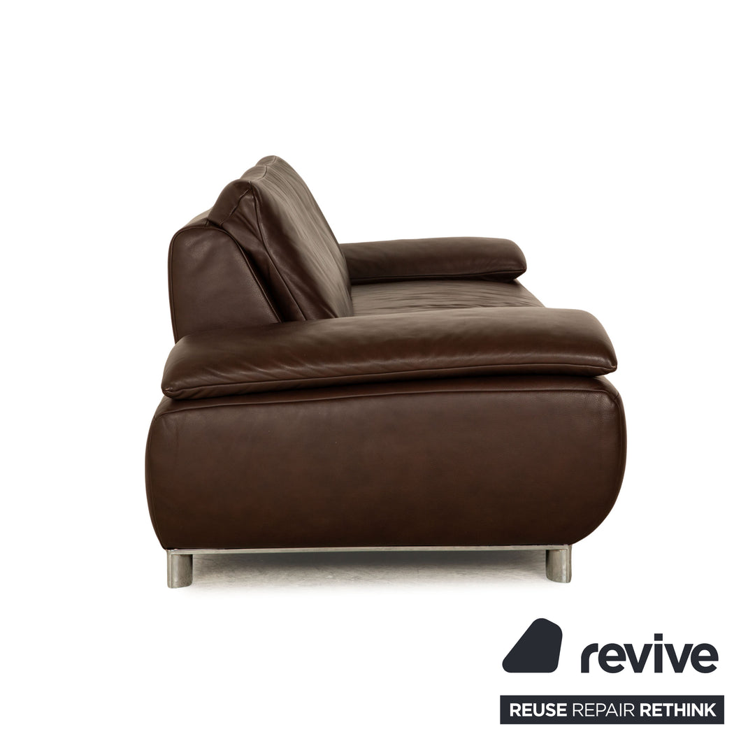 Koinor Volare Leder Sofa Garnitur Braun Dreisitzer Hocker manuelle Funktion
