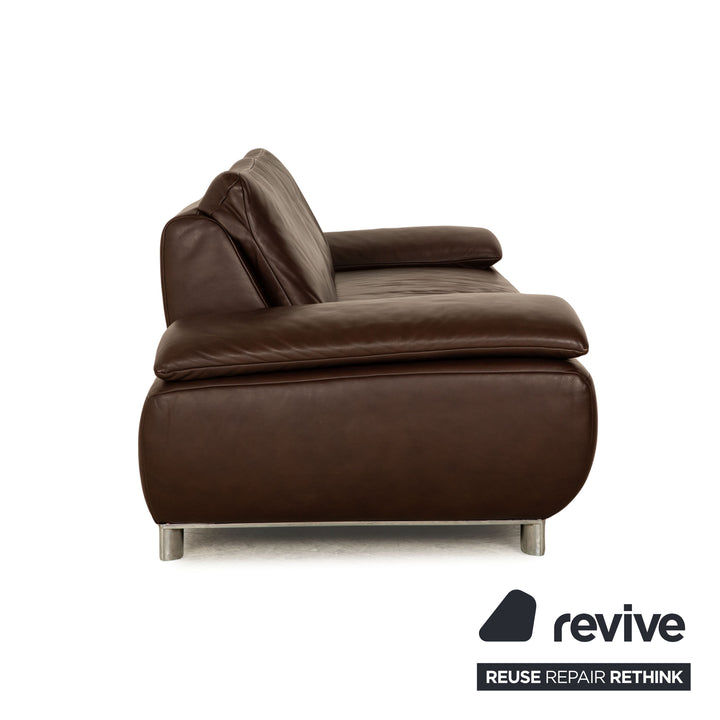 Koinor Volare Leder Sofa Garnitur Braun Dreisitzer Hocker manuelle Funktion