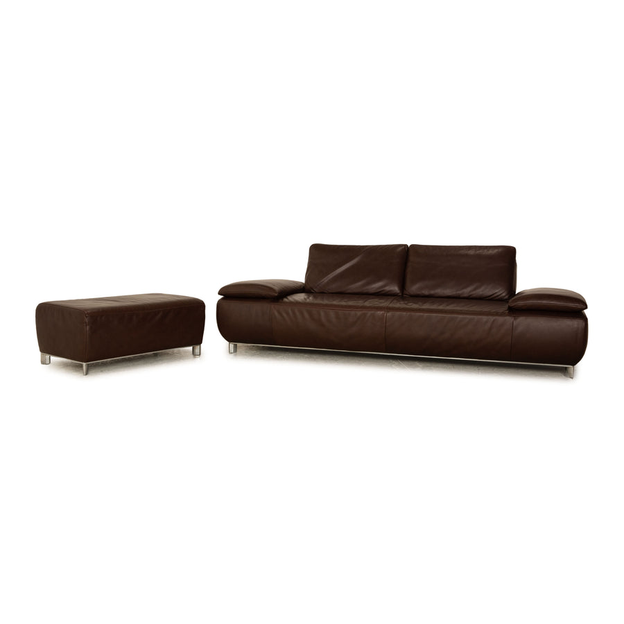 Koinor Volare Leder Sofa Garnitur Braun Dreisitzer Hocker manuelle Funktion