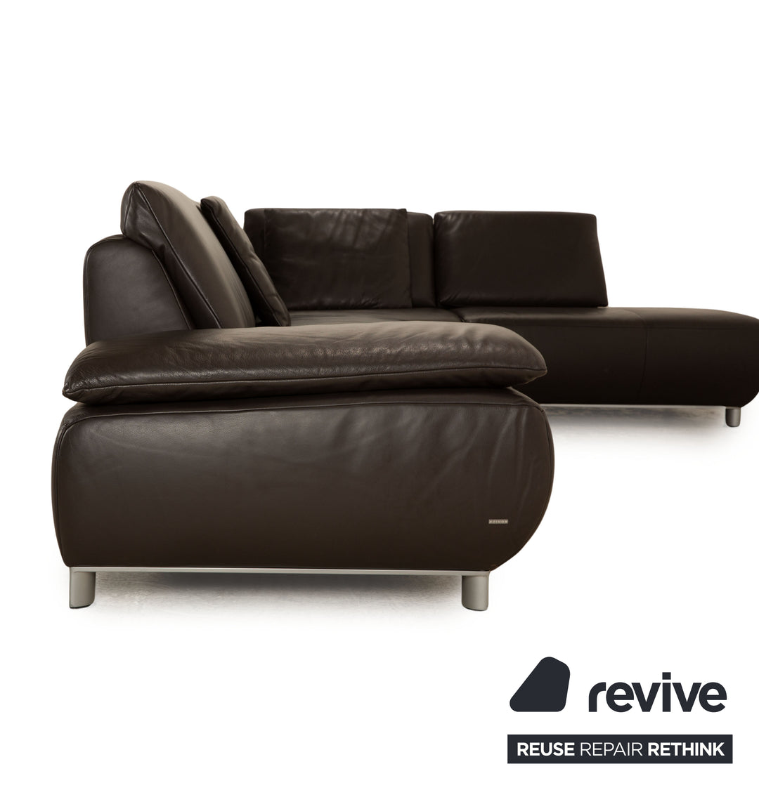 Koinor Volare ensemble de canapé en cuir marron foncé canapé d'angle tabouret fonction manuelle canapé canapé