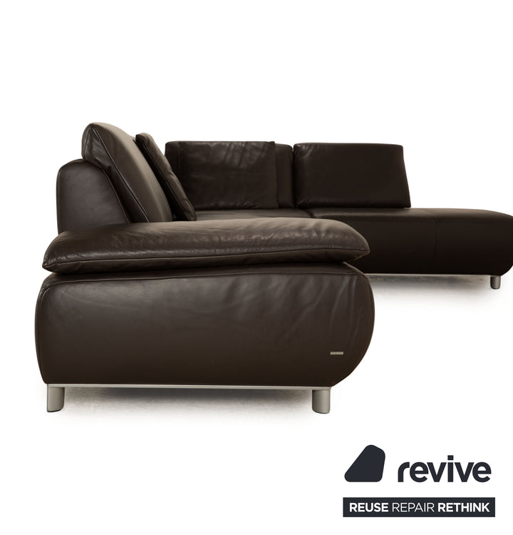 Koinor Volare ensemble de canapé en cuir marron foncé canapé d'angle tabouret fonction manuelle canapé canapé