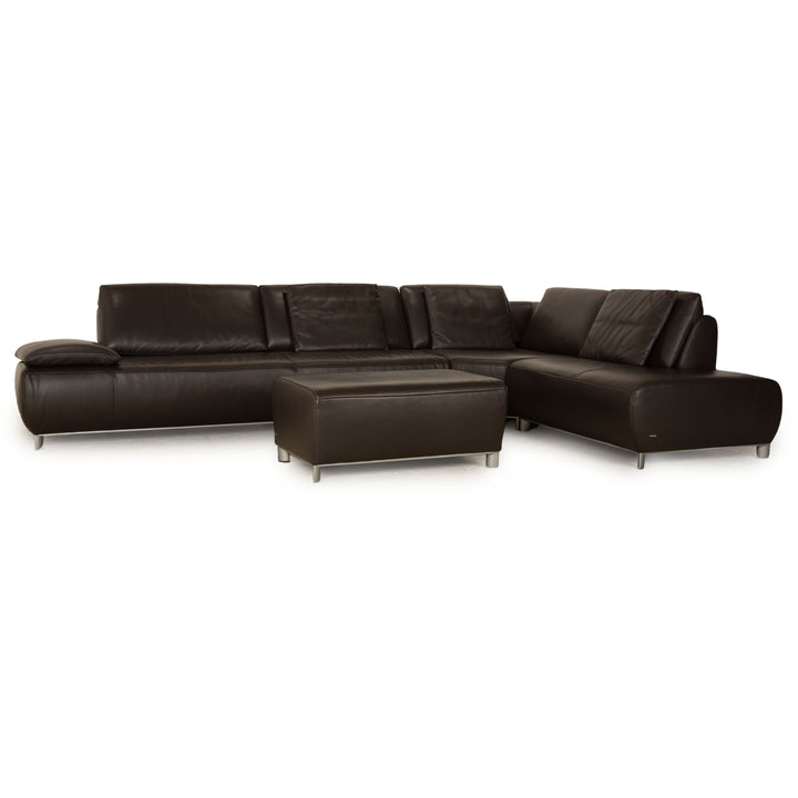 Koinor Volare ensemble de canapé en cuir marron foncé canapé d'angle tabouret fonction manuelle canapé canapé
