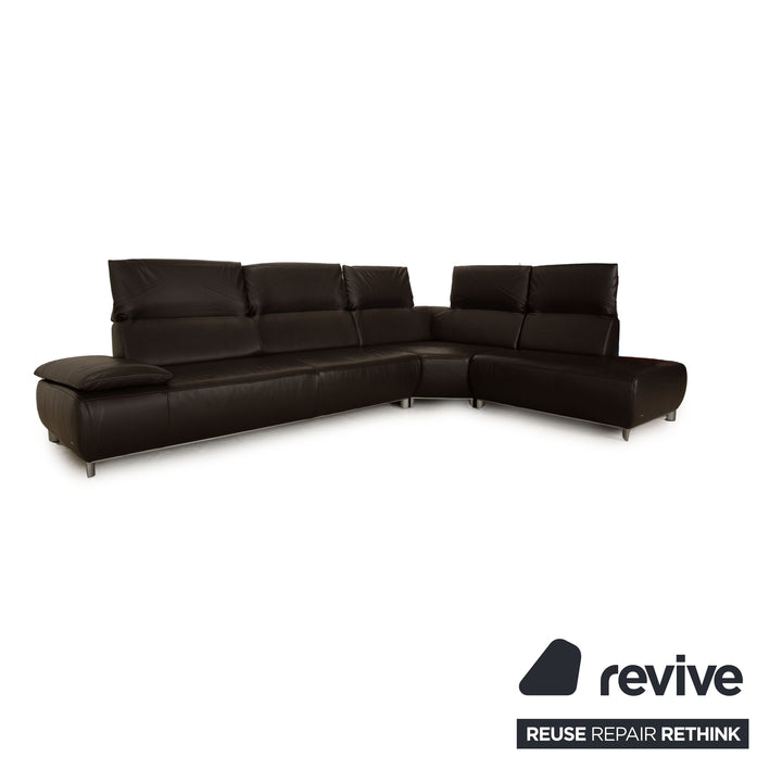 Koinor Volare ensemble de canapé en cuir marron foncé canapé d'angle tabouret fonction manuelle canapé canapé