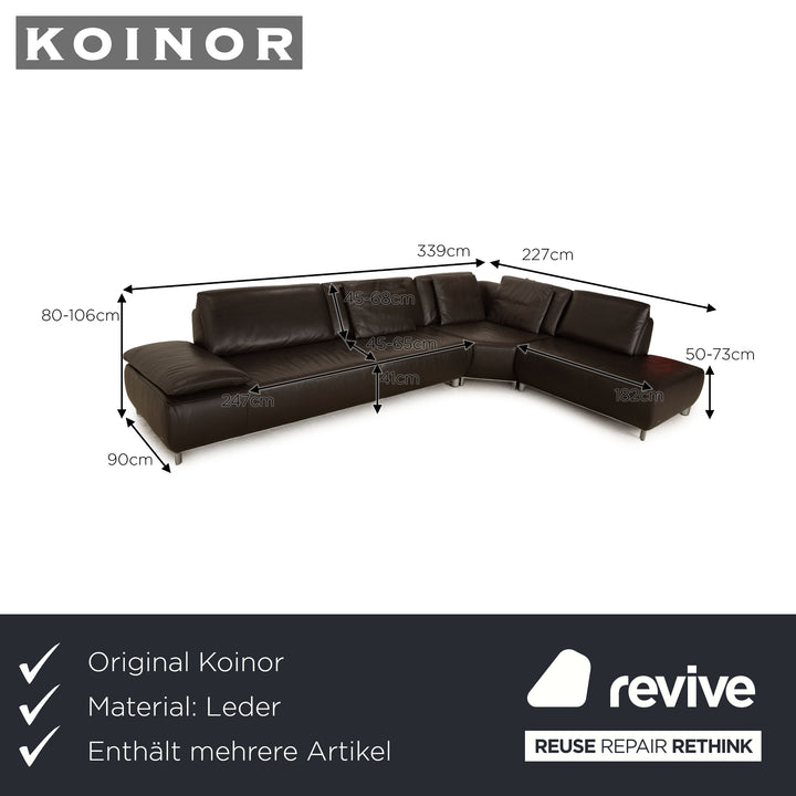 Koinor Volare ensemble de canapé en cuir marron foncé canapé d'angle tabouret fonction manuelle canapé canapé