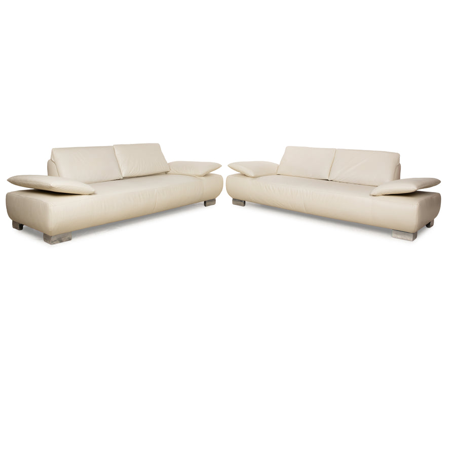 Koinor Volare Leder Sofa Garnitur Weiß Creme manuelle Funktion Dreisitzer Couch