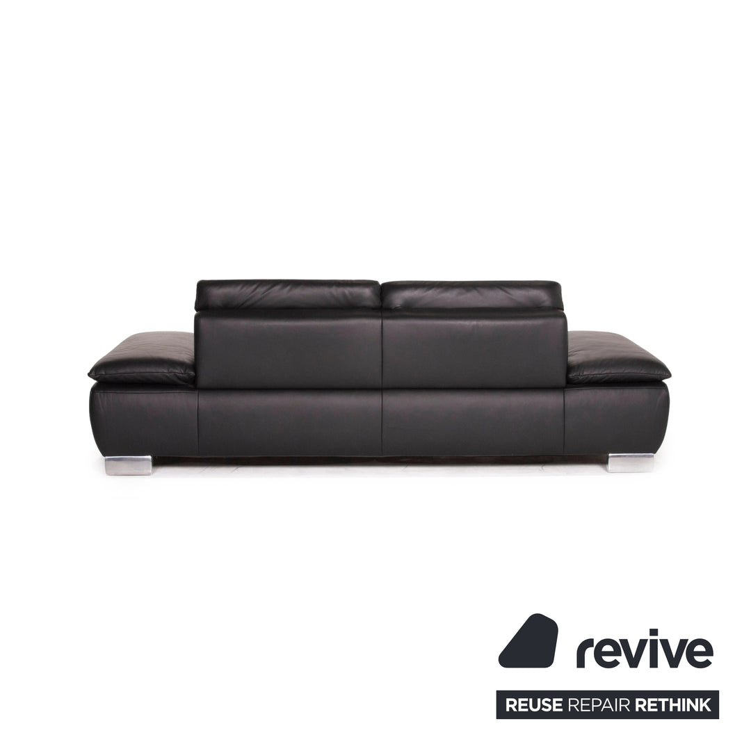 Koinor Volare Leather Sofa Black Three Seater #15174