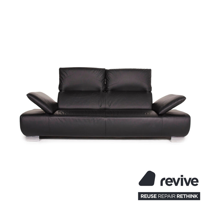 Koinor Volare Leather Sofa Black Three Seater #15174