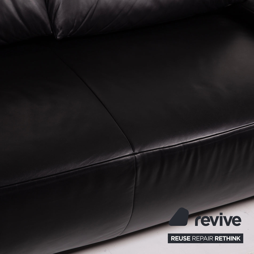 Koinor Volare Leather Sofa Black Two Seater Function Couch