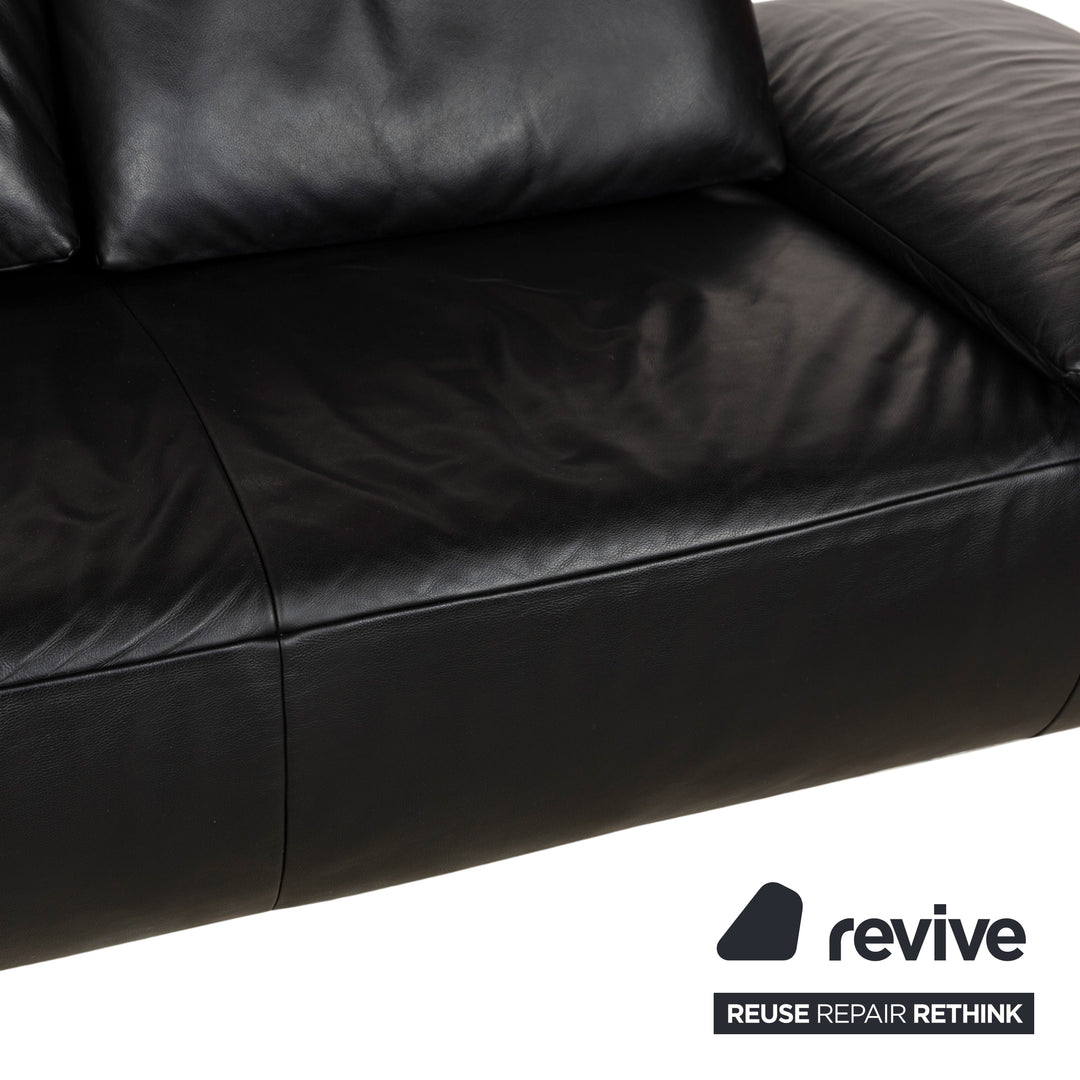 Koinor Volare Leather Sofa Black Two Seater Function Couch