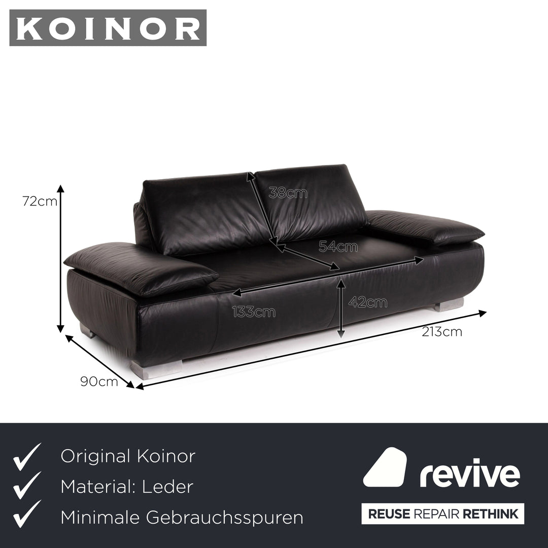 Koinor Volare Leather Sofa Black Two Seater Function Couch