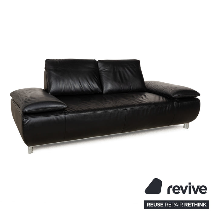 Koinor Volare Leather Sofa Black Two Seater Function Couch