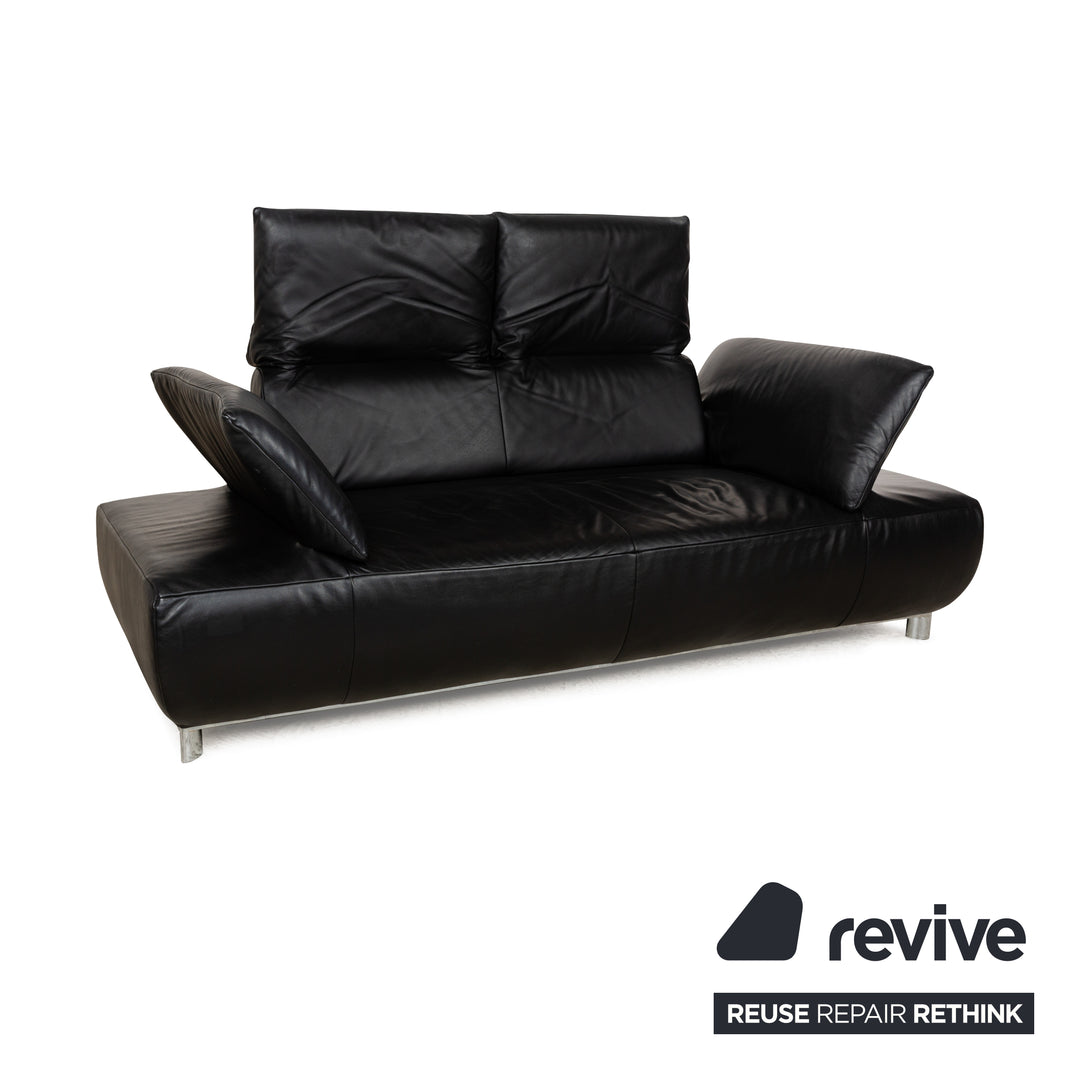 Koinor Volare Leather Sofa Black Two Seater Function Couch