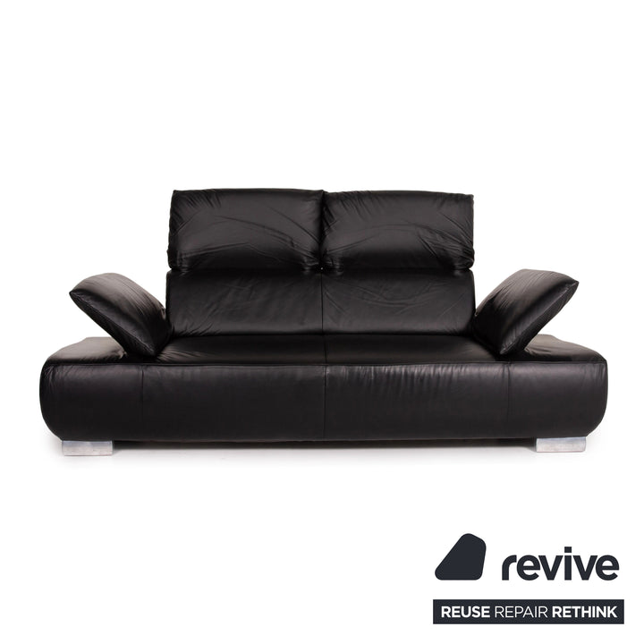 Koinor Volare Leather Sofa Black Two Seater Function Couch