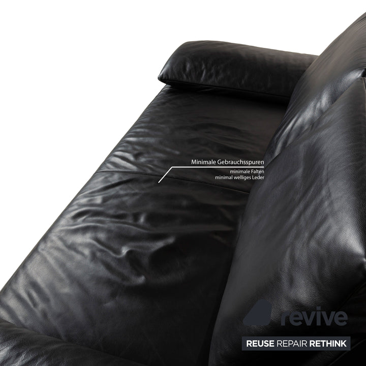 Koinor Volare Leder Sofa Schwarz Zweisitzer Funktion Couch