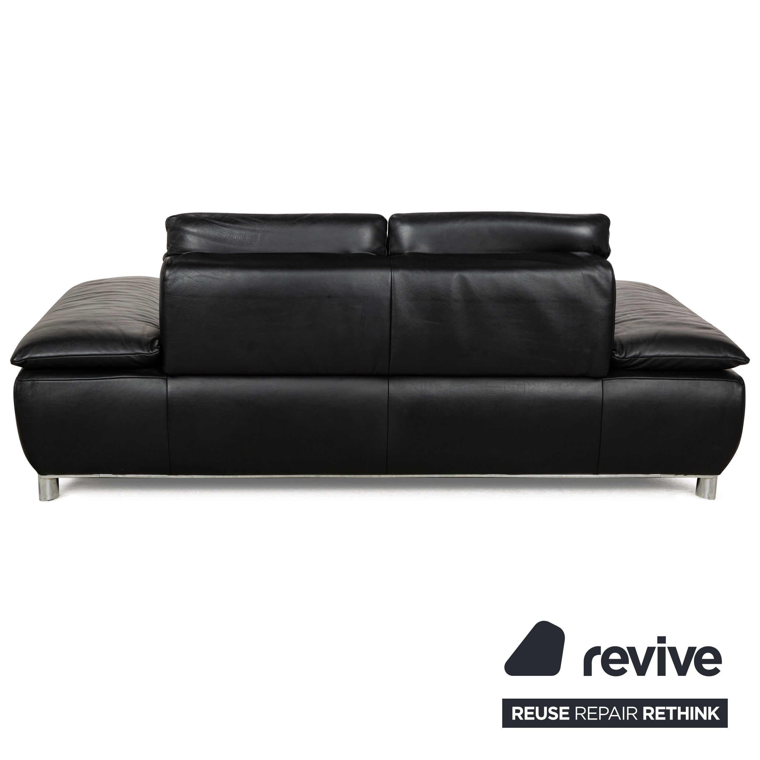 Koinor Volare Leather Sofa Black Two Seater Function Couch