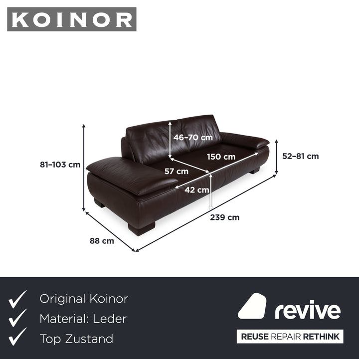 Koinor Volare Leder Zweisitzer Dunkelbraun Sofa Couch manuelle Funktion