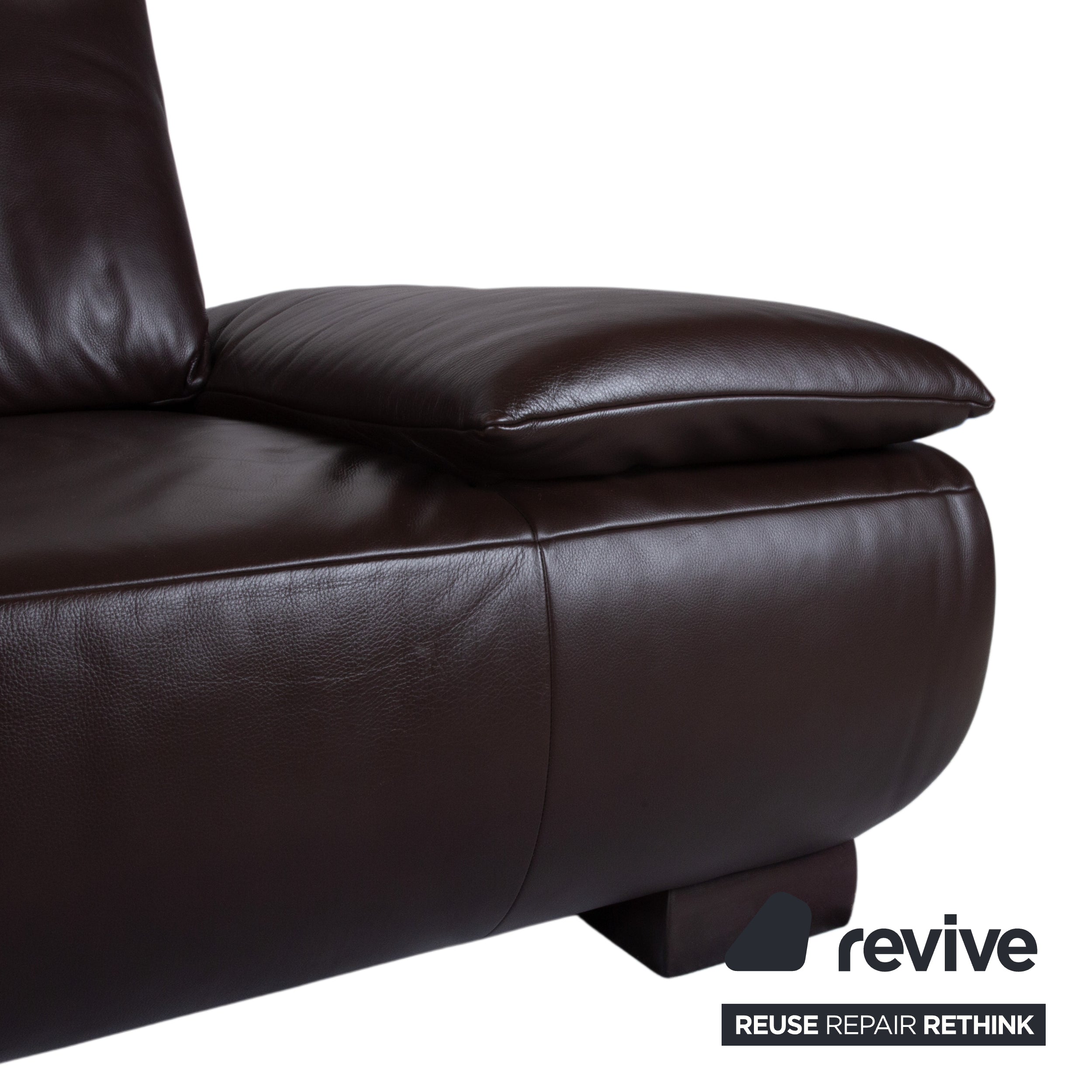 Koinor Volare Leather Two-Seater Dark Brown Sofa Couch Manual Function