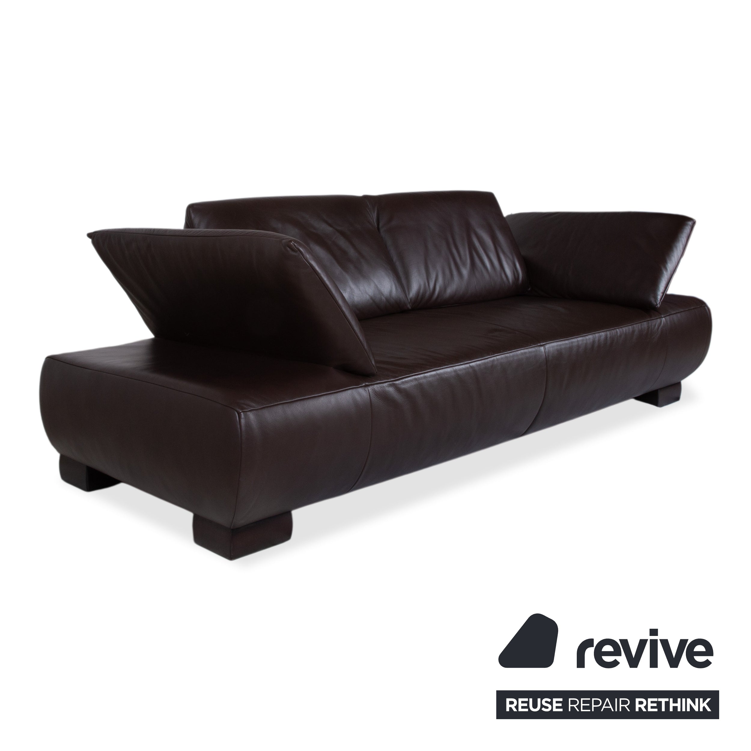 Koinor Volare Leather Two-Seater Dark Brown Sofa Couch Manual Function