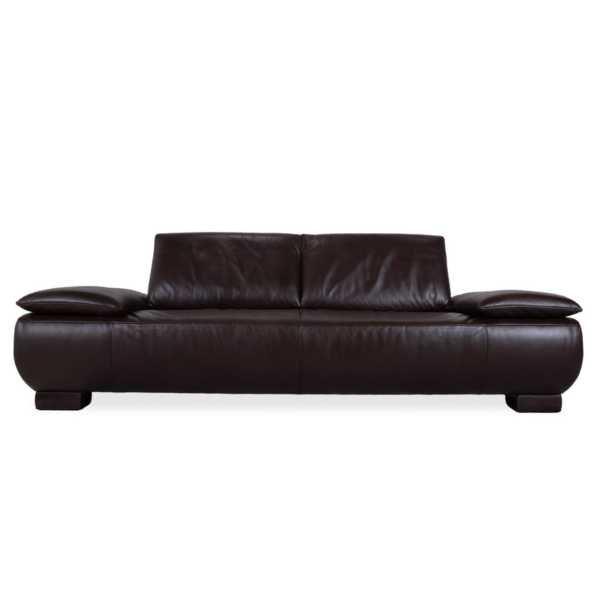 Koinor Volare Leather Two-Seater Dark Brown Sofa Couch Manual Function