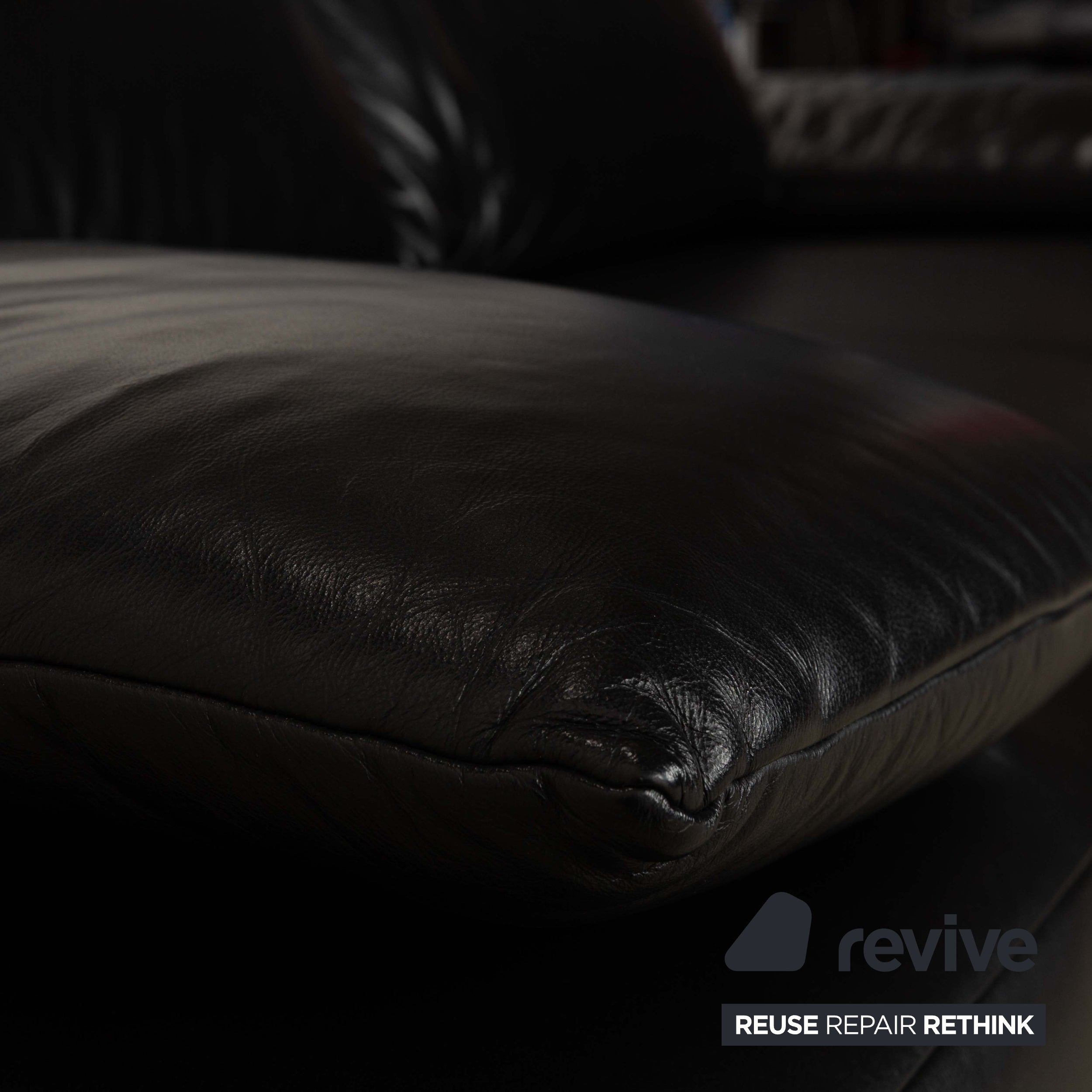 Koinor Volare Leder Zweisitzer Schwarz Sofa Couch manuelle Funktion