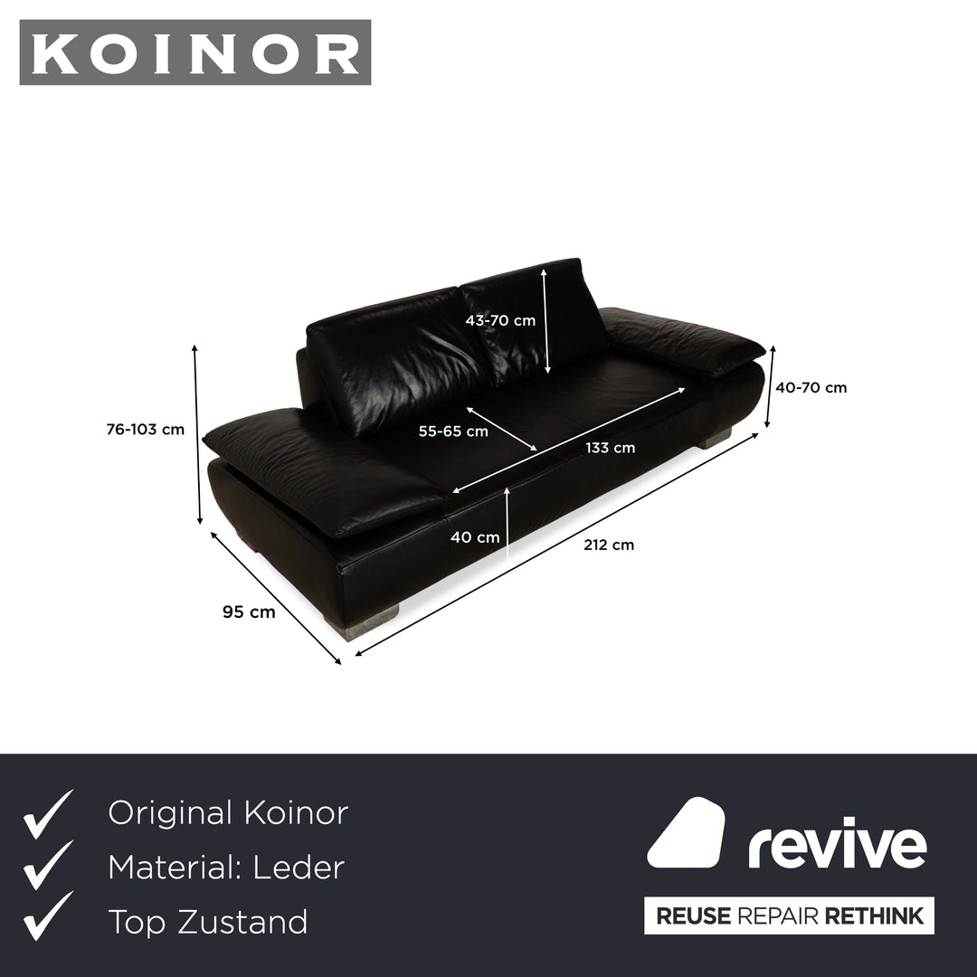 Koinor Volare Cuir Deux Places Canapé Noir Fonction Manuelle