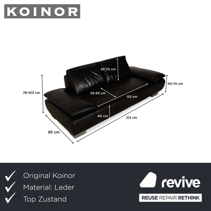 Koinor Volare Cuir Deux Places Canapé Noir Fonction Manuelle