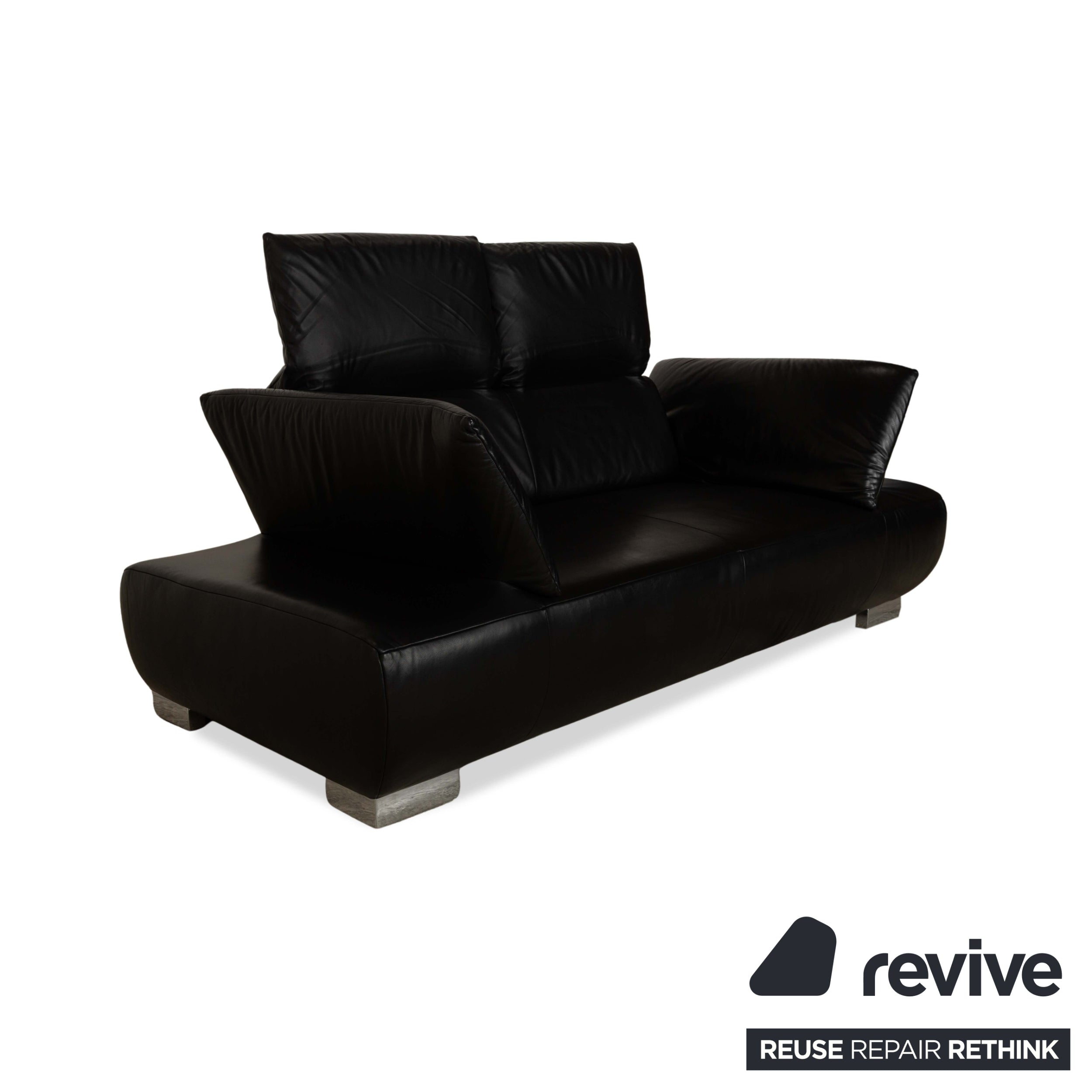 Koinor Volare Leder Zweisitzer Schwarz Sofa Couch manuelle Funktion