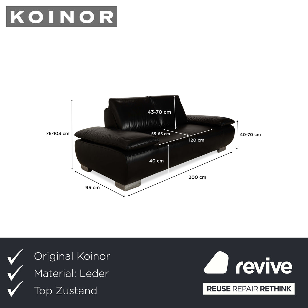 Koinor Volare Cuir Deux Places Canapé Noir Fonction Manuelle