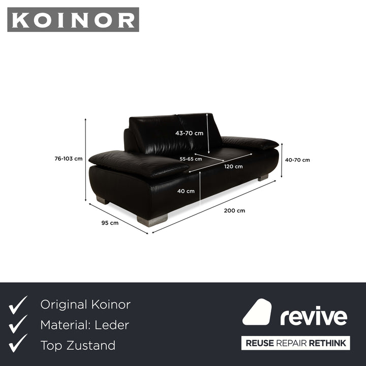 Koinor Volare Cuir Deux Places Canapé Noir Fonction Manuelle
