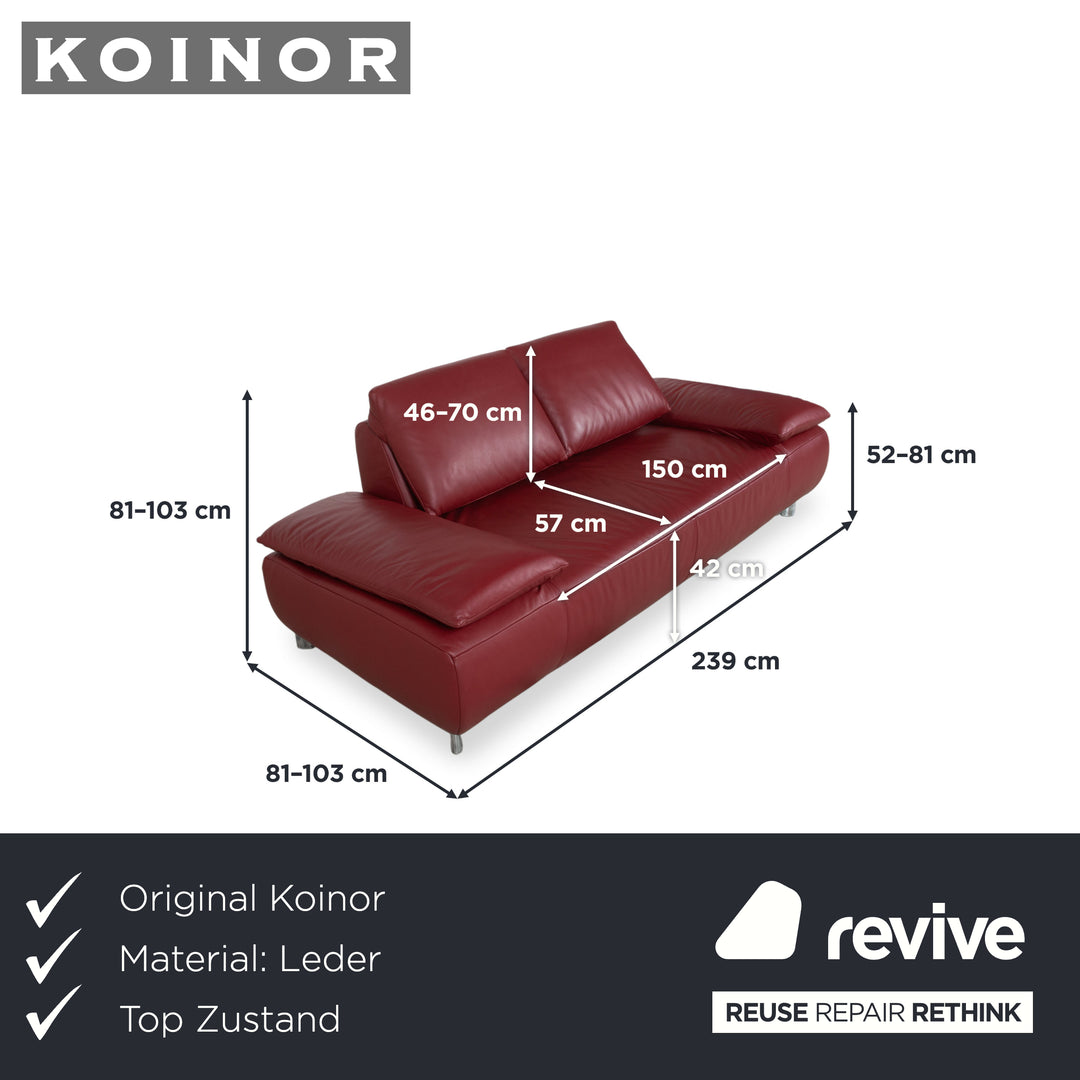Koinor Volare Leder Zweisitzer Rot manuelle Funktion Sofa Couch